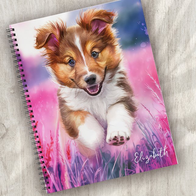 Personalized Cute Sheltie Puppy Dog Notebook (Creator Uploaded)