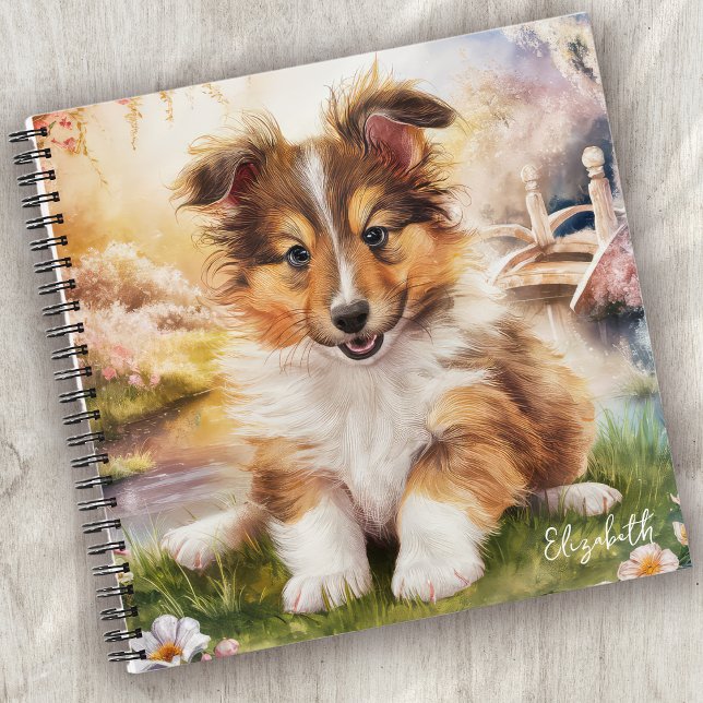 Personalized Cute Sheltie Puppy Dog Notebook (Creator Uploaded)