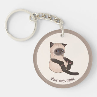 Personalized Cute Siamese Cat Lover Keychain