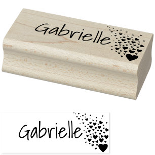 Personalized Cute Simple Love Hearts Name Custom Rubber Stamp
