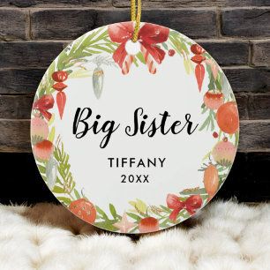 Personalized Cute Sister Gift   Big Sister Photo Ceramic Ornament