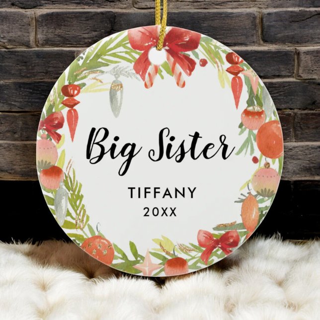 Personalized Cute Sister Gift | Big Sister Photo Ceramic Ornament (Creator Uploaded)
