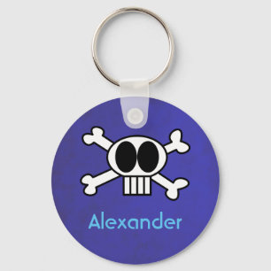 Personalized Cute Skull and Crossbones Keychain