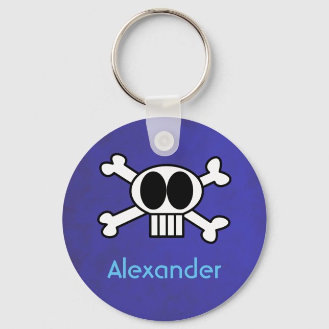 Personalized Cute Skull and Crossbones Keychain (Front)