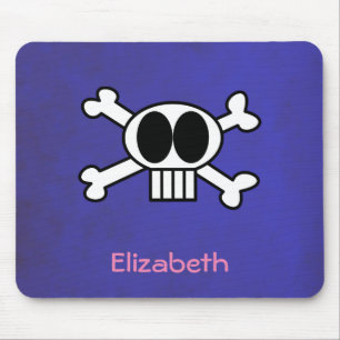 Personalized Cute Skull and Crossbones Mouse Pad
