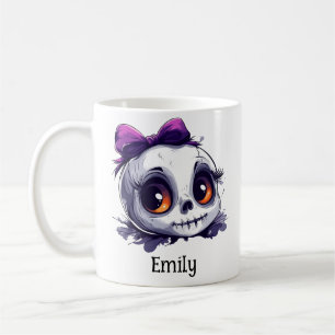 Personalized Cute Skull with Bow Halloween Coffee Mug