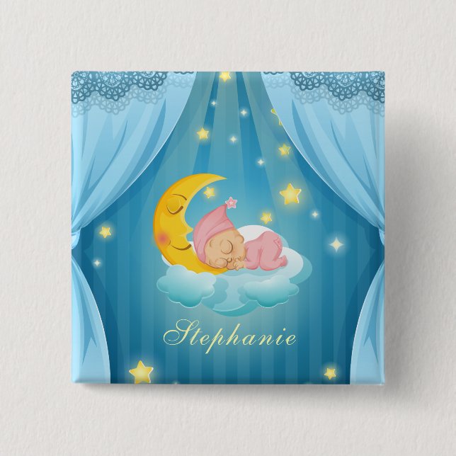 Personalized Cute Sleeping Baby | Pin Button (Front)
