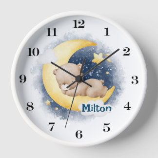 Personalized Cute Sleeping Bear Wall Clock