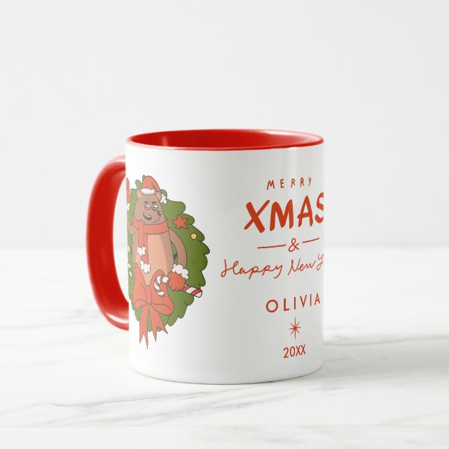 Personalized Cute Sloth Christmas Mug – Custom  (Front Left)