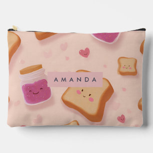 Personalized Cute Smiling Toast and Jam Pattern Accessory Pouch