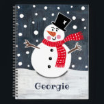 Personalized Cute Snowman Christmas Notebook<br><div class="desc">This Snowman Christmas snow scene is printed from a collage designed by Helen McCartney Designs.</div>