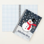 Personalized Cute Snowman Christmas  Notebook<br><div class="desc">This Snowman Christmas snow scene is printed from a collage designed by Helen McCartney Designs.</div>