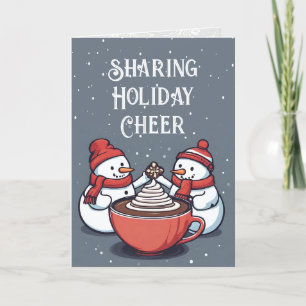 Personalized Cute Snowmen Folded Holiday Card