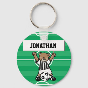 Personalized Cute Soccer Bear Party Favours Keychain