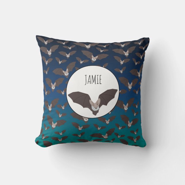 Personalized Cute Spooky Bat Pattern  Throw Pillow (Front)