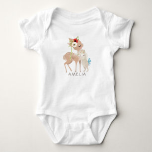 Personalized Cute Spring Bunny Deer Easter Baby Bodysuit