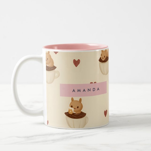 Personalized Cute Squirrel in Coffee Cup Pattern (Left)