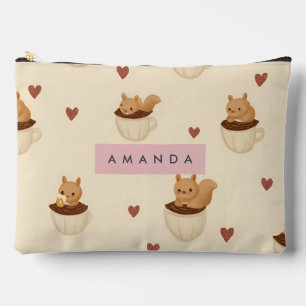 Personalized Cute Squirrel in Coffee Cup Pattern Accessory Pouch