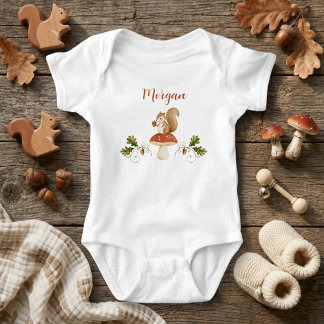 Personalized Cute Squirrel Woodland Gender Neutral Baby Bodysuit