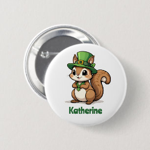Personalized Cute St. Patrick's Day Squirrel 2 Inch Round Button