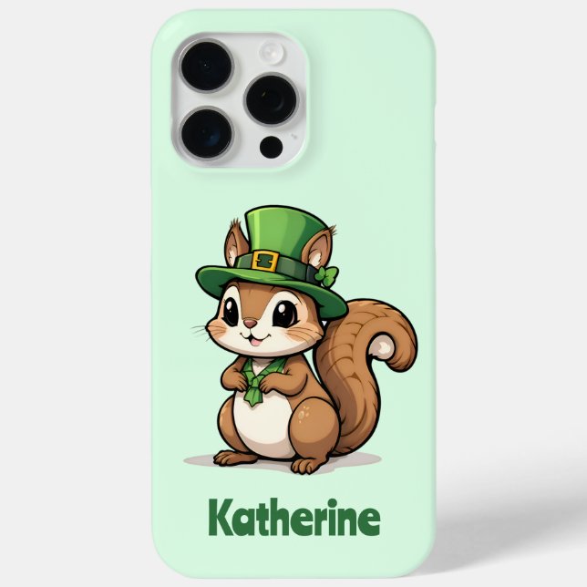 Personalized Cute St. Patrick's Day Squirrel Case-Mate iPhone Case (Back)