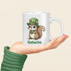 Personalized Cute St. Patrick's Day Squirrel Coffee Mug