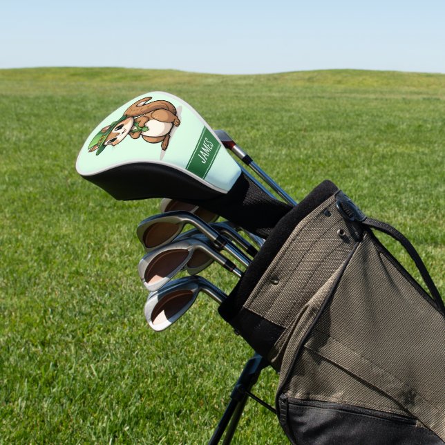 Personalized Cute St. Patrick's Day Squirrel Golf Head Cover (In Situ)