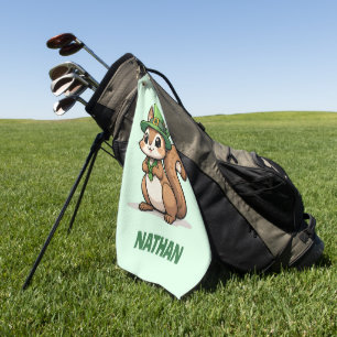 Personalized Cute St. Patrick's Day Squirrel Golf Towel