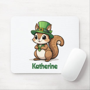Personalized Cute St. Patrick's Day Squirrel Mouse Pad