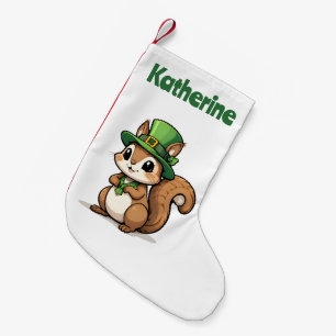 Personalized Cute St. Patrick's Day Squirrel Small Christmas Stocking