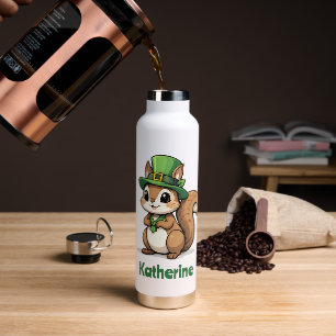 Personalized Cute St. Patrick's Day Squirrel Water Bottle