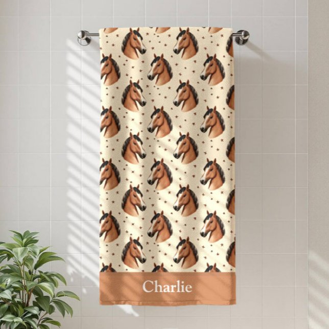 Personalized Cute Stars Horse Bath Towel (Creator Uploaded)