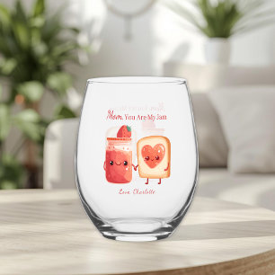 Personalized Cute Strawberry Jam Mothers Day Gift Stemless Wine Glass