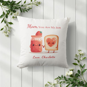 Personalized Cute Strawberry Jam Mothers Day Gift Throw Pillow