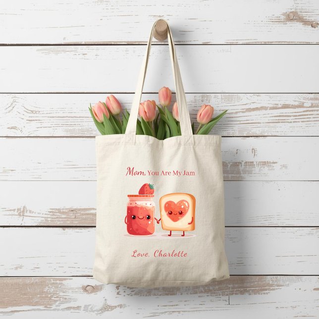 Personalized Cute Strawberry Jam Mothers Day Gift Tote Bag (Creator Uploaded)