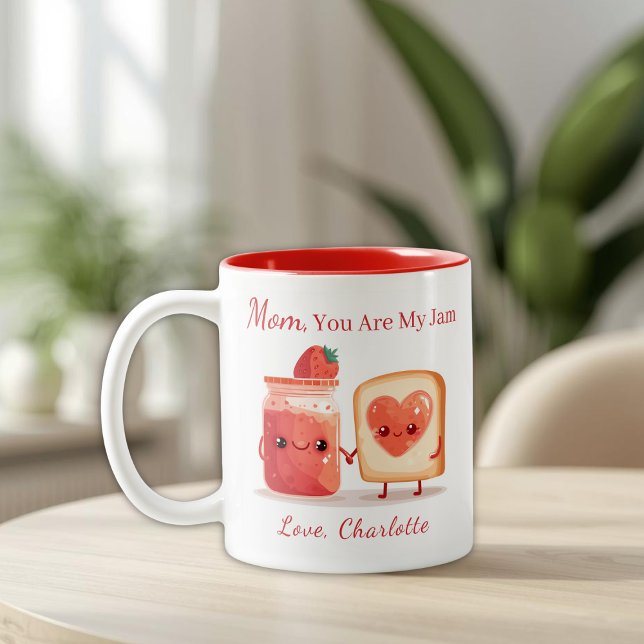 Personalized Cute Strawberry Jam Mothers Day Gift  Two-Tone Coffee Mug (Creator Uploaded)