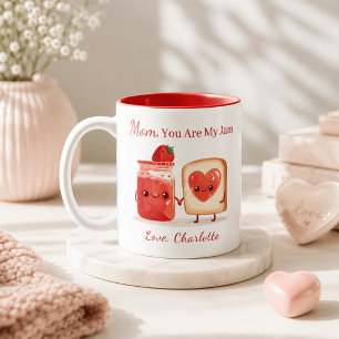 Personalized Cute Strawberry Jam Mothers Day Gift Two-Tone Coffee Mug