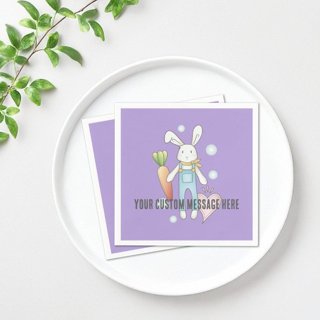 Personalized Cute Stuffed Animal Bunny Paper Napkin (Creator Uploaded)