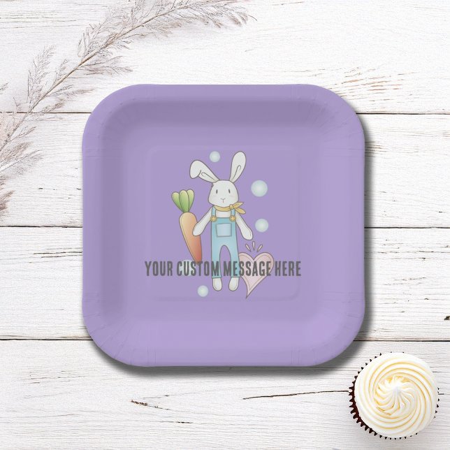 Personalized Cute Stuffed Animal Bunny Paper Plate (Creator Uploaded)