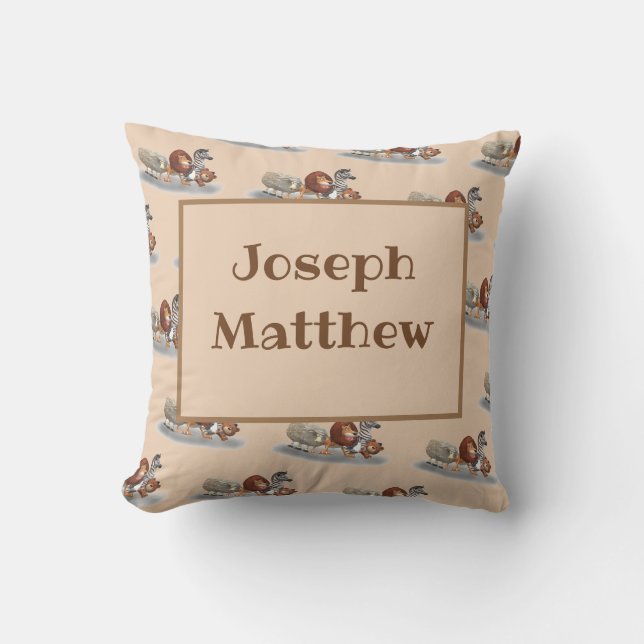 Personalized Cute Stuffed Animal Themed  Throw Pillow (Front)