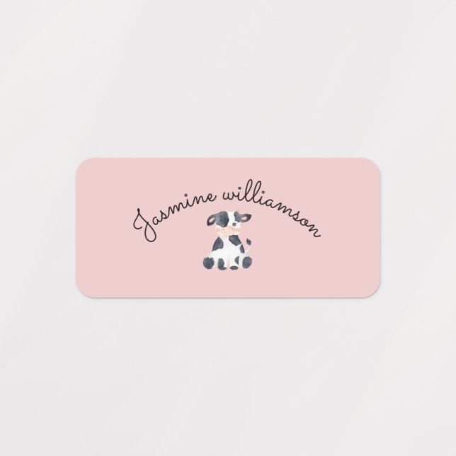  Personalized cute stylish cow watercolor school (Design 1)