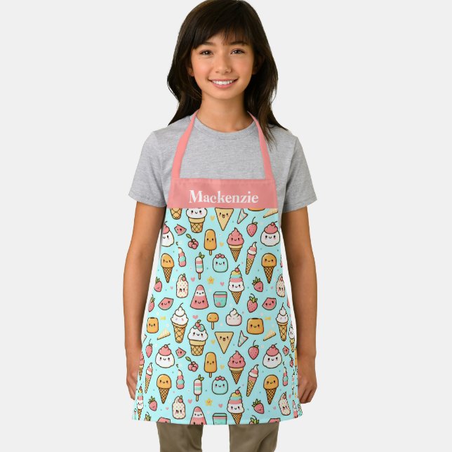 Personalized Cute Summer Ice Cream Sweet Kids Apron (Insitu)