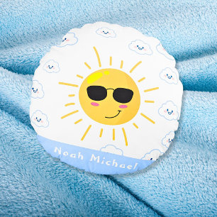Personalized Cute Sun and Cloud Baby Round Pillow