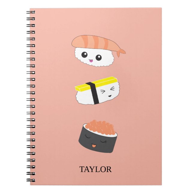 Personalized Cute sushi illustration Notebook (Front)