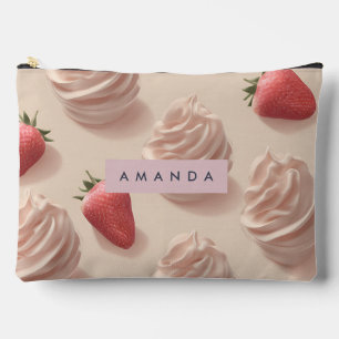Personalized Cute Sweet Strawberry Cream Pastel Accessory Pouch