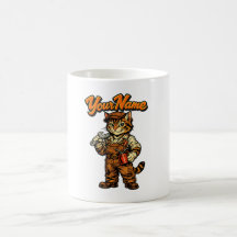 Personalized Cute Tabby Cat Mechanic Coffee Mug
