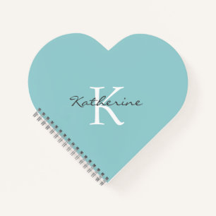 Personalized Cute Teal Love Heart Shaped Notebook
