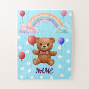 Personalized Cute Teddy Bear Balloon Jigsaw Puzzle