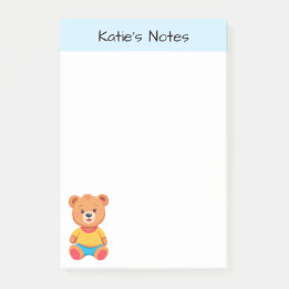Personalized Cute Teddy Bear Kids Post-it Notes