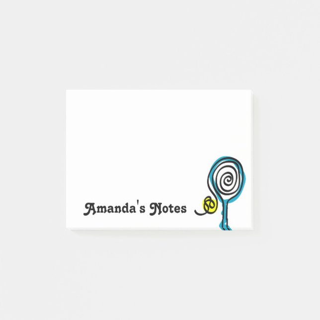 Personalized cute tennis racket design post-it notes (Front)